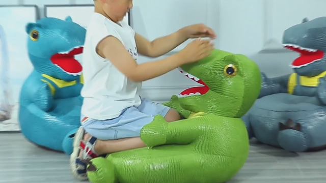 Kinderfauteuil Met Dino Print - Zachte Gewatteerde Kinderstoel Voor Peuters Vanaf 18 Maanden