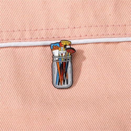 Image of Cute Brush Pen Brooch Pin for Women Unisex Enamel Cup Brooches Spur Lapel Pins Suit Collar Dress Accessories Scarf Decoration Jewelry for Student Artist