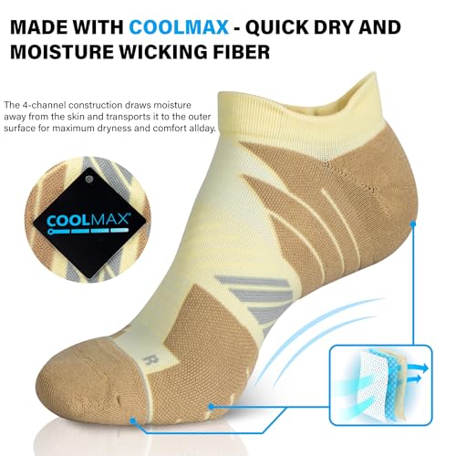 Image of Hylaea No Show Running Athletic Anti-Blister Wicking Coolmax Socks, Seamless Anti-odor
