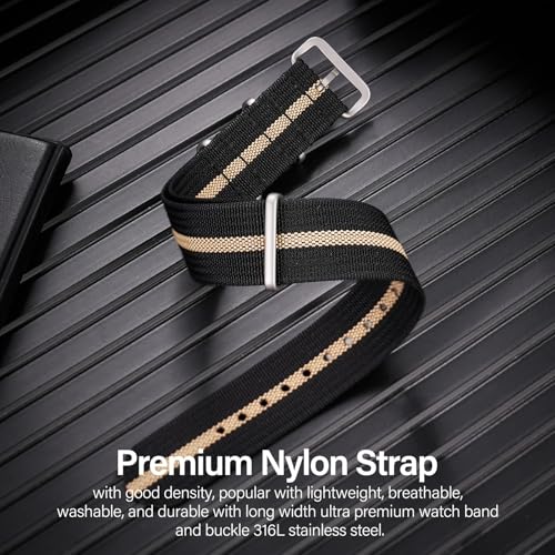 Image of TACTICAL FROG Nylon Watch Band 18mm 19 mm 20mm 22 mm 24 mm, Waterproof Military Watch Straps Replacement for Men Women, With Stainless Steel Buckle