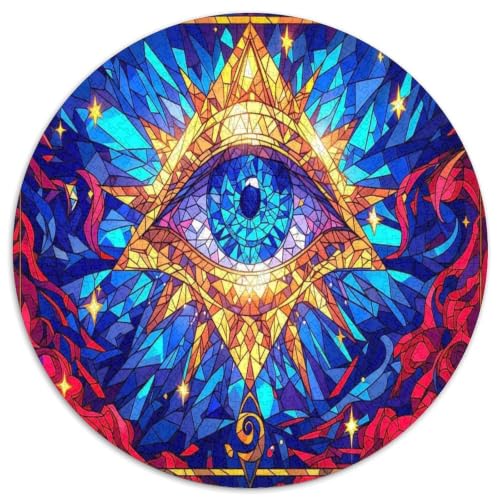 Puzzle de 1000 piezas redondo con patrón artístico abstracto de ojo de vidrio para adultos