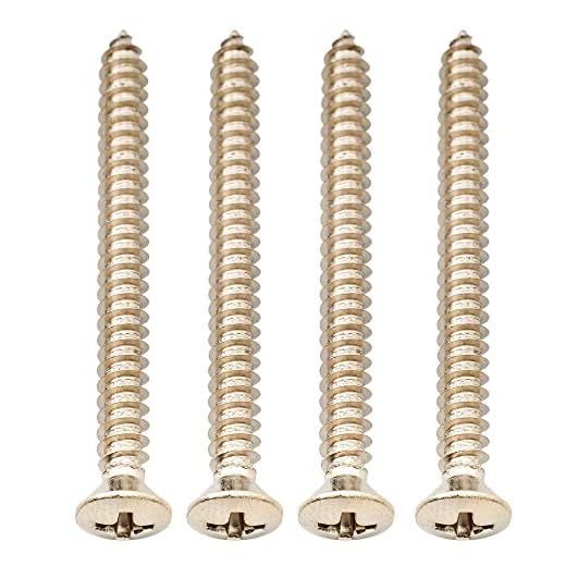 Musiclily Ultra 4x45mm Acero Inoxidable Tornillos Placa Mástil/Soporte de Garra Tremolo para Guitarra Eléctrica Bajo, Nickel (Set de 4)