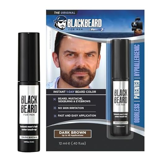 Blackbeard for Men Formula X Instant Mustache, Beard, Eyebrow and Sideburns Color - Fast, Easy, Men’s Grooming, Beard Dye Alternative, Dark Brown, 1 Pack