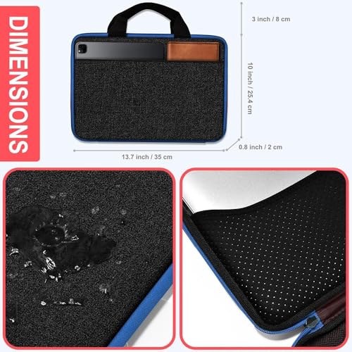 Image of Hseok Laptop Case 13.3-14 Inch Sleeve,TSA Shockproof Computer Handbag,Compatible with MacBook Neo /Pro 14 M5 /M4 /M3 /M2 /M1,All Models 13.3 inch MacBook Air /Pro,XPS 13 /14,Most 13-14 Notebooks,Black-Blue