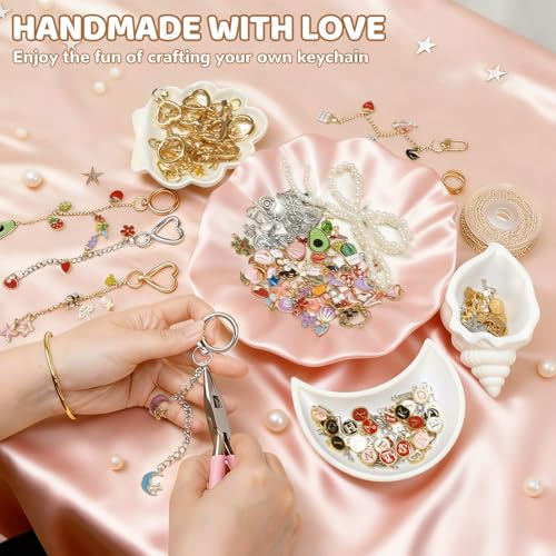 Image of Grnheat 700 Pcs Charms Lip Gloss Keychain Making Kit - DIY Craft with Charms - Key Chain Hooks, Jump Rings, Lobster Clasps, Chains & Tools, Bag Charm Kit - Keychains Make Supplies