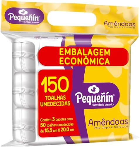 Pequeñín, Lenços Umedecidos, Amêndoas - 150 unidades