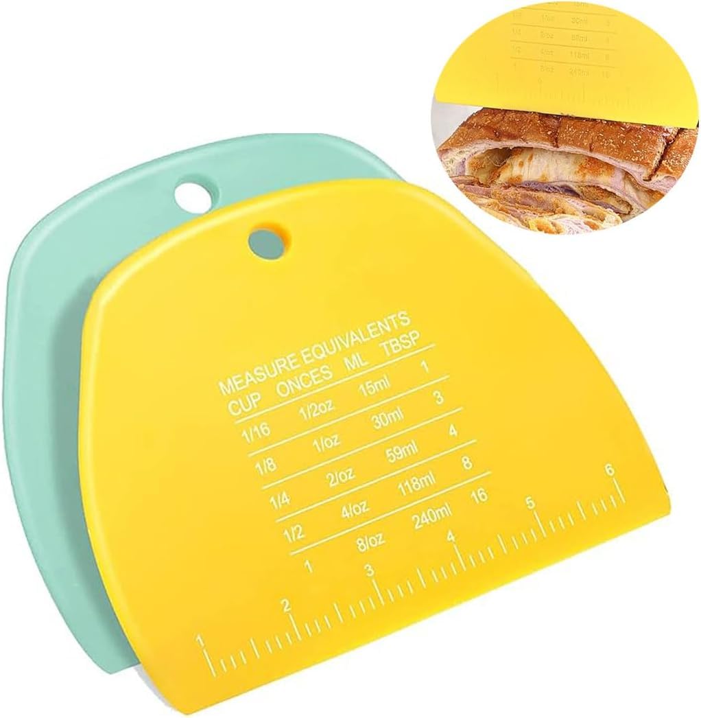 2 PCS Dough Scraper, Bench Scraper for Bread, Food Safe Plastic Dough Cutter Bench Scraper, Cutter Multipurpose Food Scrapers for Dough, Cake, Bread