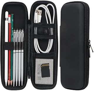 WWW Pencil Case Compatible with Apple Pencil 1st and 2nd Generation, Hard Shell Carrying Pen Box for Apple Pencil & Accessories, Protective Pencil Holder for Stylus Pens, Fountain Pens, Black