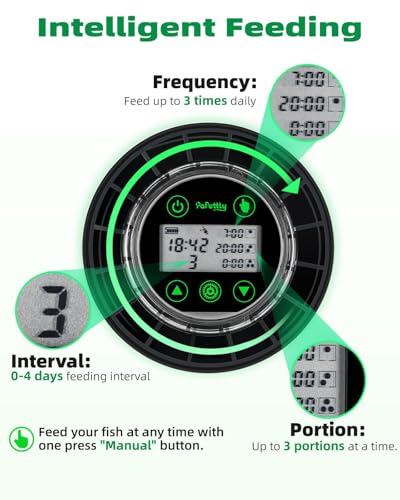 Automatic Fish Feeder for Aquarium - Auto Fish Food Dispenser for Fish Turtle Tank with USB Cable & LCD Display, Timer Fish Feeder for Vacation Weekend Holiday, with Fish Feeder Spoon(Black) - Image 6