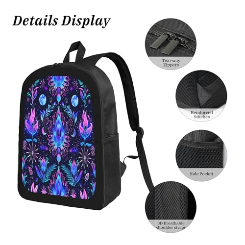 3PCS Backpack for Women Men With Lunch Box Pencil Bag 17 Inch Lightweight Adjustable Strap Back Pack 3 In 1 Set Ethnic Mandala Modern Casual Daypack Unisex Fit Travel Work Camping4