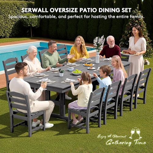 Image of SERWALL Outdoor HDPE Armless Dining Chairs Set of 4, Gray
