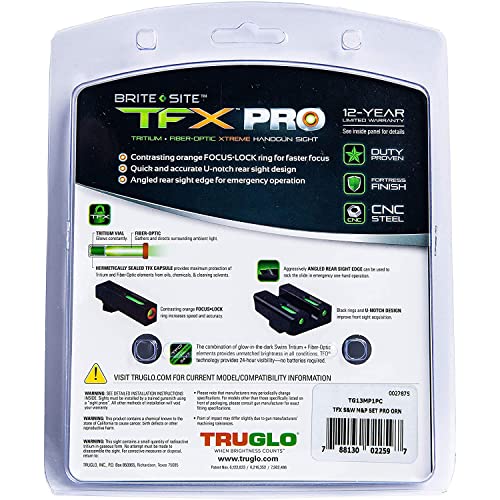 Image of Truglo TFX PRO Handgun Sight, Glowing Shock Proof Tritium and Fiber Optic Night Sight for Handguns, Compact, Durable, and Snag Free Sight