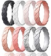 Egnaro Silicone Ring Women, Inner Arc Ergonomic Breathable Design Womens Silicone Wedding Ring, 4...