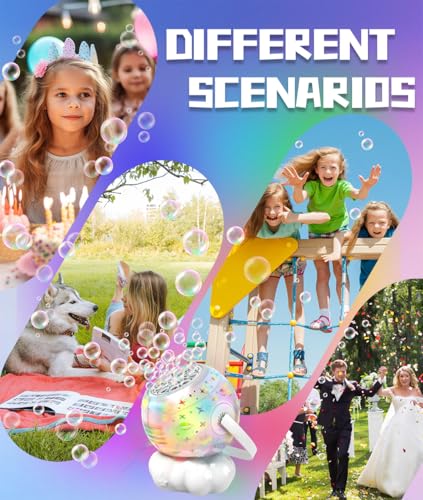 Rechargeable Bubble Machine, Bubble Maker for Kids with Colorful LED Light, Make Large Bubbles, 600mL Capacity - Outdoor Party Birthday Halloween Toys Gifts for Toddlers Ages 3+ Boys Girls - Image 7