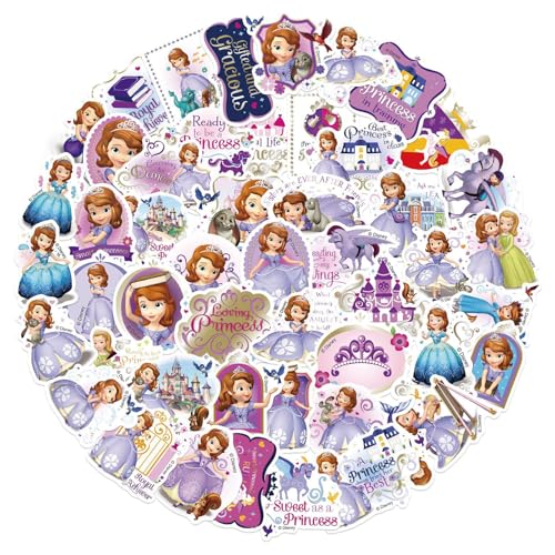 Sofia Stickers 50 Pcs Waterproof Detachable and Beautiful Suitable for Sticking on Water Bottles Phones Laptops Guitars Cars Motorcycles Cups Pianos Skateboard and Suitcases.