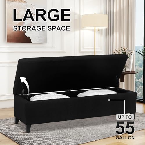 Image of Ottoman with Storage 51 Inch End of Bed Storage Ottoman Bench
