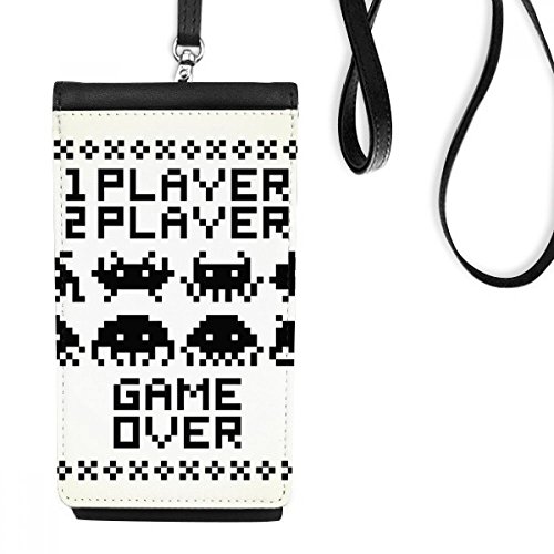 Sac téléphone noir Les Joueurs Game Over en faux cuir pour smartphone
