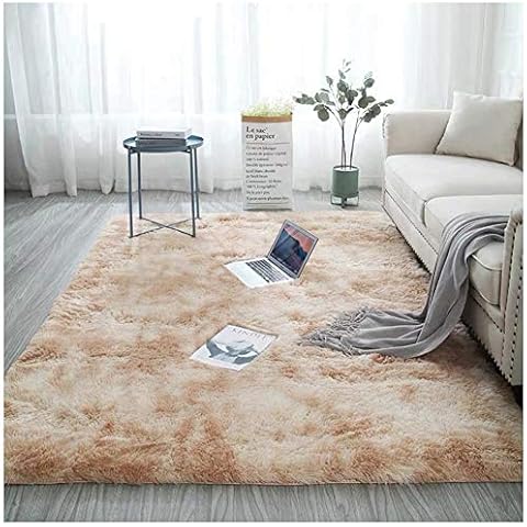 ZIXINGA Shaggy Alfombra Pelo Largo Suaves Camello Cover