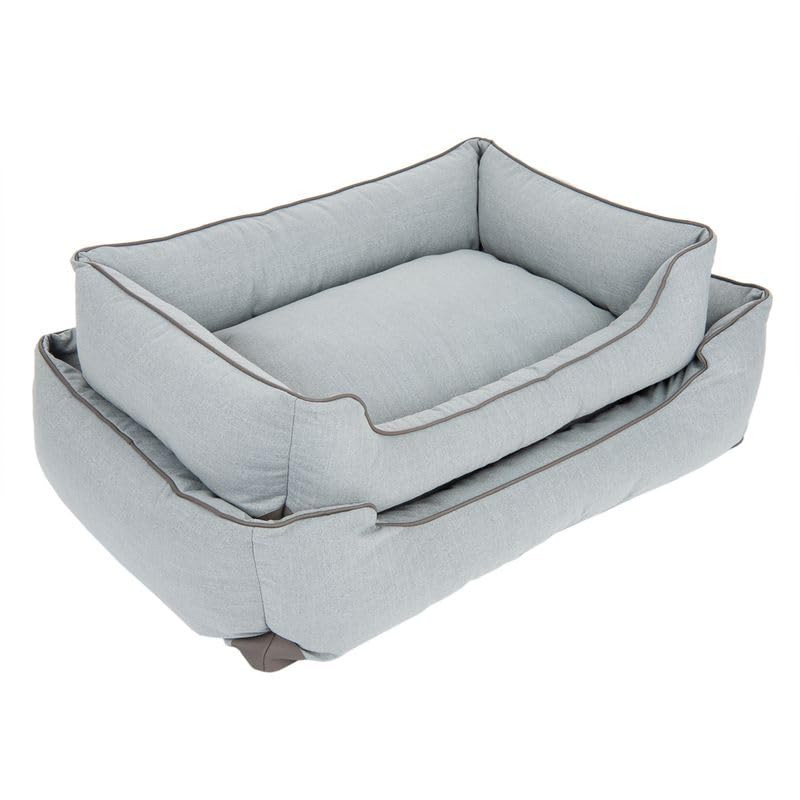 Modern Living Hundebett Skara | Bequemes Bett für mittelgroße bis große Hunde | Dickes Kissen mit Memory-Foam-Flocken für maximalen Schlafkomfort (hellgrau, M - 100x70x21cm)