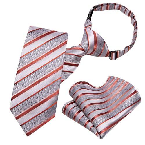 Image of Barry.Wang Boys Ties School Pre-Tied Kids Necktie Handkerchief Clip Set Uniforms Child Ties for 8-14 Years Wedding Party