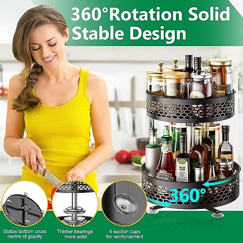 Amyzavls Rotating Spice Rack, 2 Tier Lazy Susan Cupboard Organizer ...