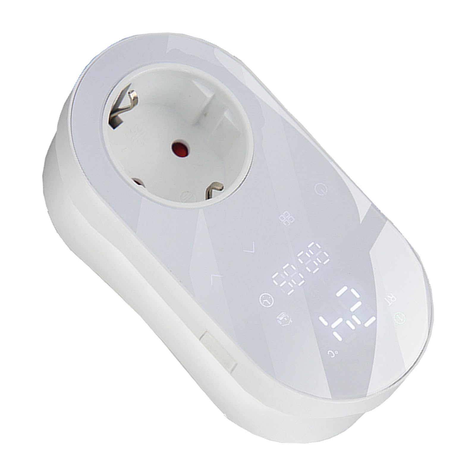 Marhynchus Plug-in-Thermostat, WiFi, Digitaler Thermostat, Steckdose, ABS, 16 A, 41 Bis 194 Fahrenheit, APP, Sprachsteuerung, Programmierbarer Timer, LED-Touch-Display für die Heimheizung (White)