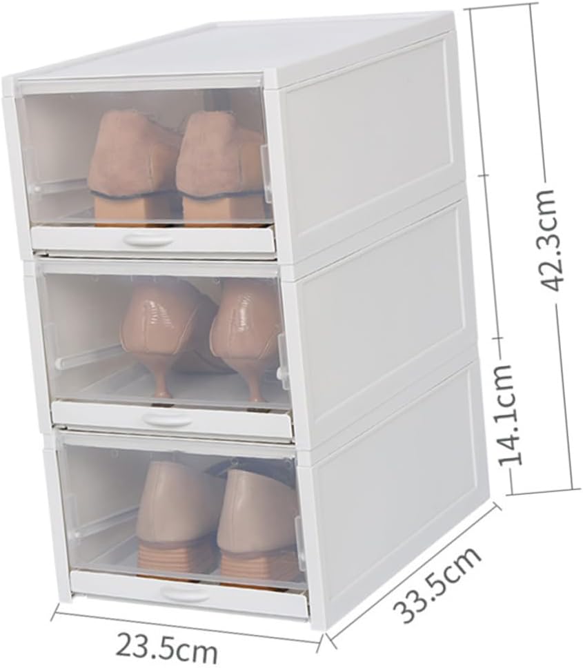 Cabilock 3pcs Shoe Storage Box Drawer Type Plastic Shoeboxes Shoe Cabinet Organizer Organizers and Storage for Women Easy Access Moisture Protection
