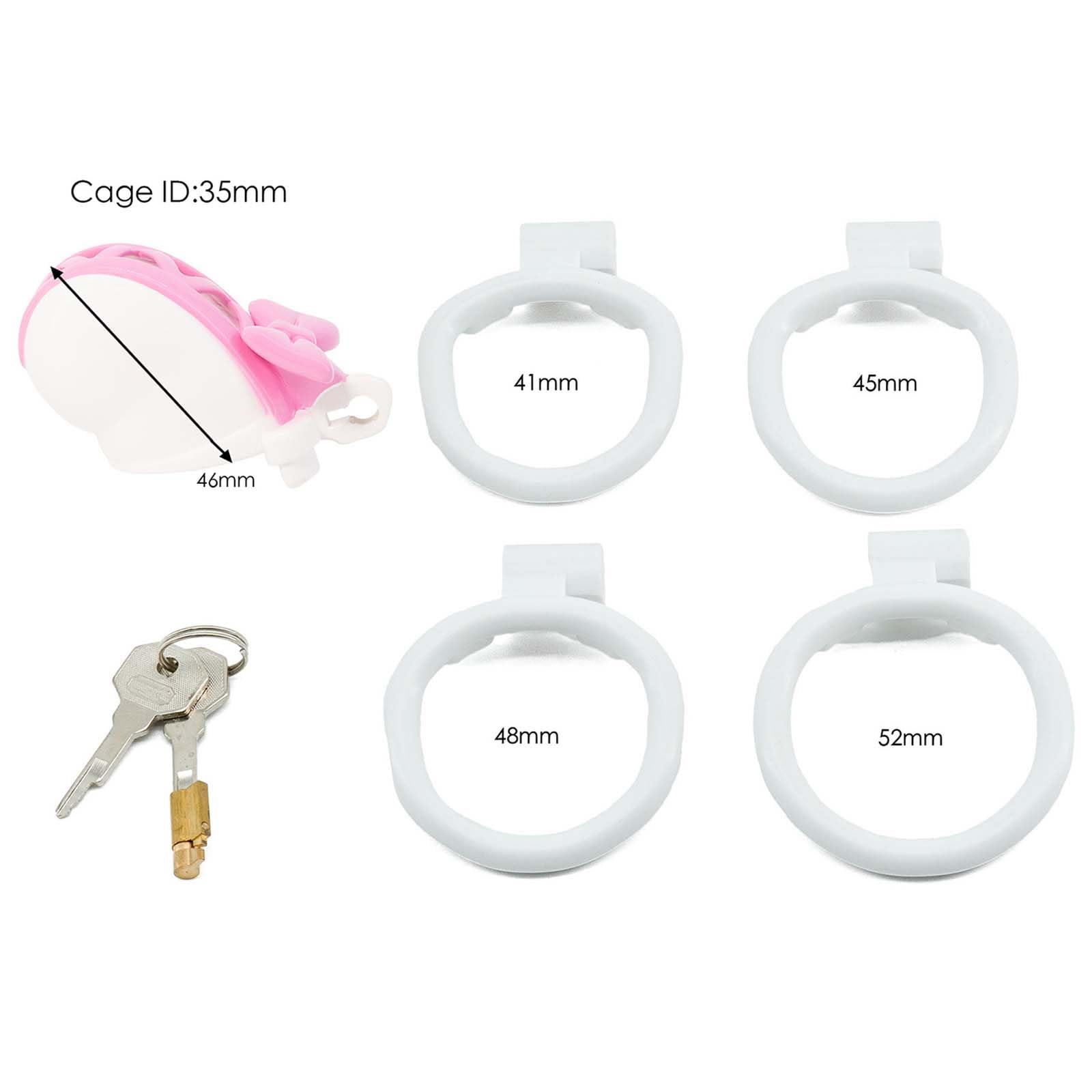 Gabbia per allenamento fitness cava maschile con anelli di 4 misure, blocchi di colore rosa e bianco, set invisibile leggero e traspirante -A84IT