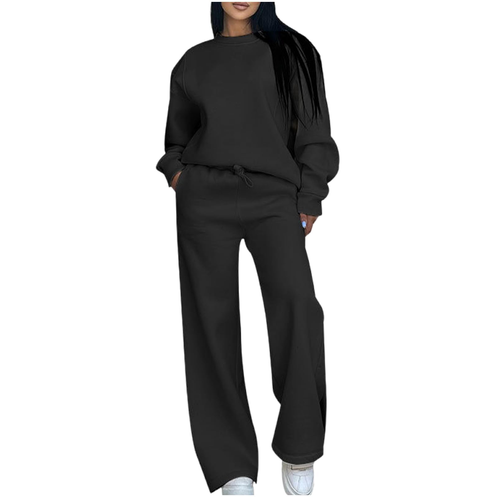 Huytertdr Women's Black Tracksuit Sets