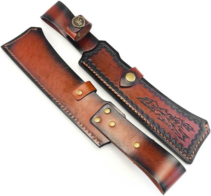 1PC Knife Sheath, 9.84inch Leather Protective Cover with Belt Loop and Snap Closure Fits for Outdoor Search and Rescue