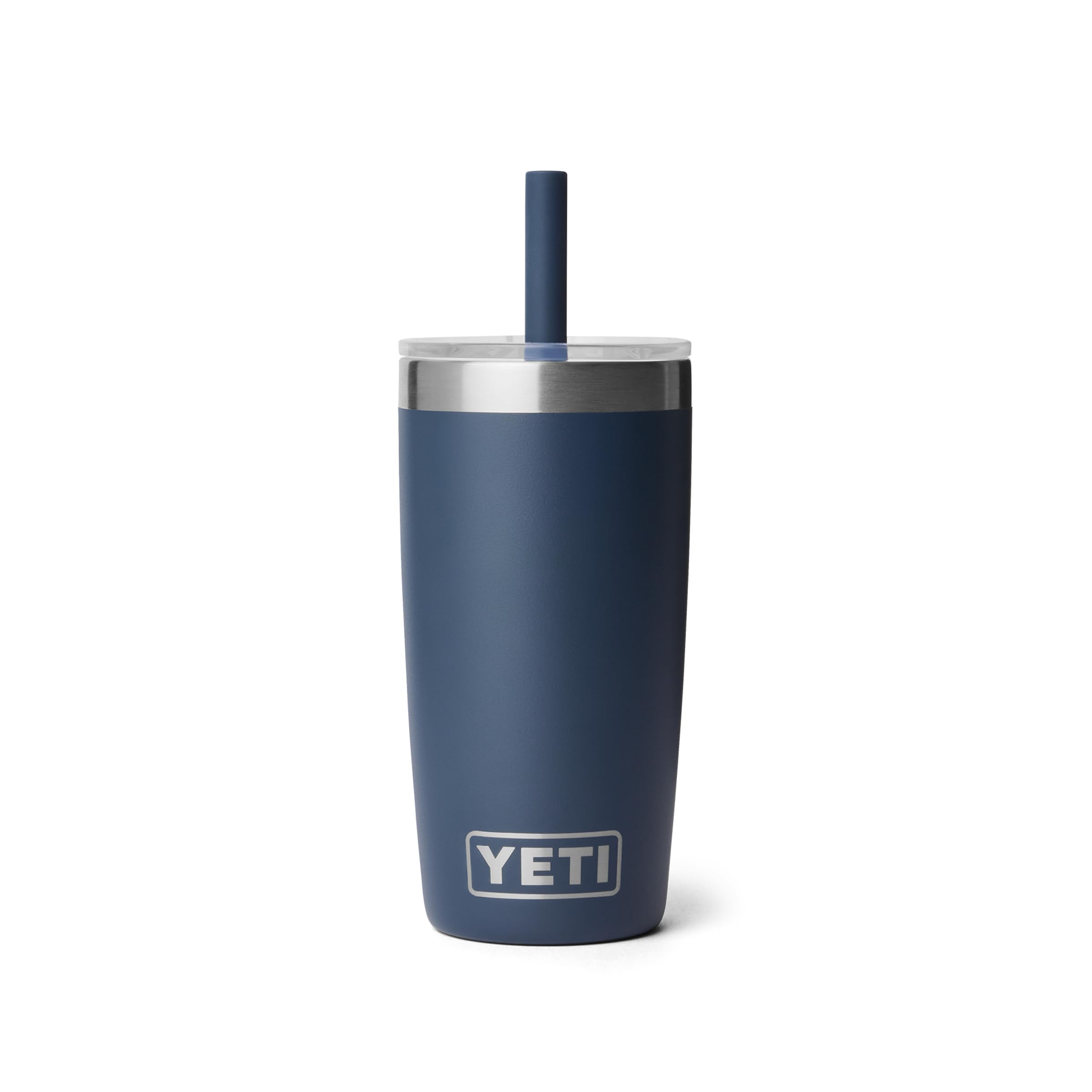 YETI Rambler Tumbler JR, bicchiere in acciaio inox con coperchio in silicone con cannuccia in silicone, blu navy, 295 ml