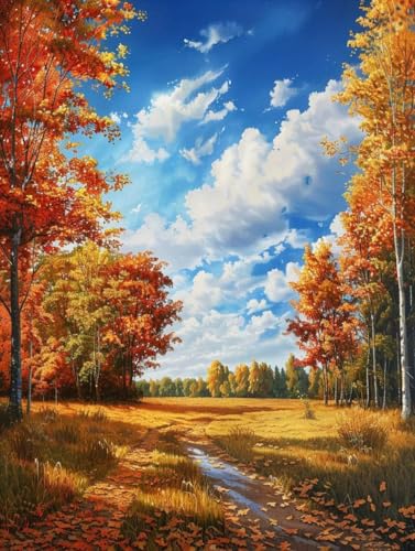 Peinture Diamant Adulte Automne pour décorer le salon avec un kit de point de croix cristal