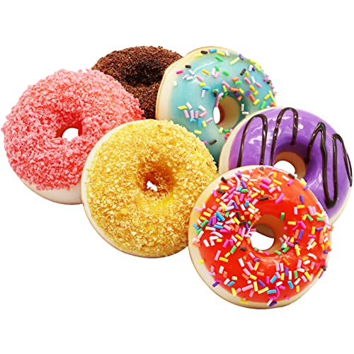 Uooker Lot de 6 donuts artificiels réalistes en plastique parfumés pour décoration de la maison, fête, boulangerie, vitrine Cover