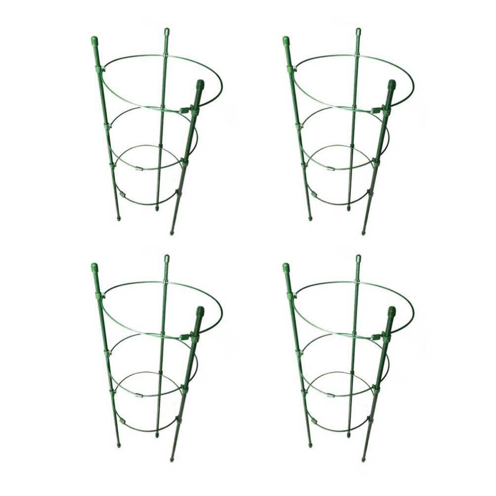 Yardwe 4pcs Climbing Plant Special Flower Stand Garden Trellis Peony Supports Plant Stakes Plant Support Rings Plants Flowers Trellis Metal Tube Covered with Plastic Cage Frame Heavy