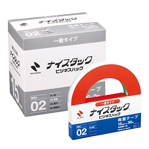 Nichiban Double-Sided Tape NWBP-15 Business Pack (General) 5 Rolls, 0.6 inches (15 mm) x 92.8 ft (30 m)