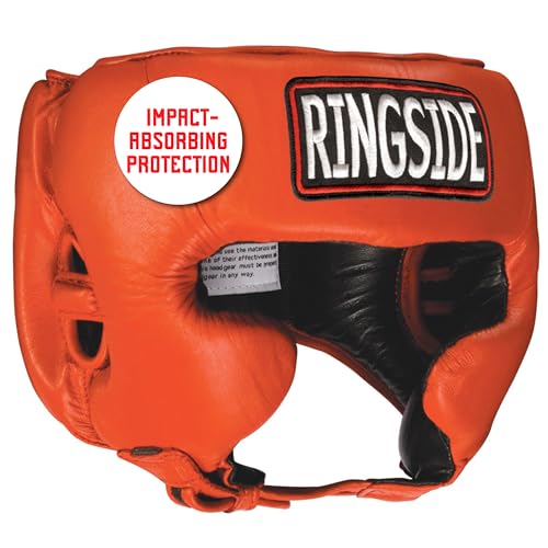 Ringside Competition-Like Boxing Sparring Training Headgear with Cheeks, Red, Medium