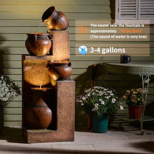 Image of Resin Outdoor Water Fountain 4-Tier Jar Waterfall