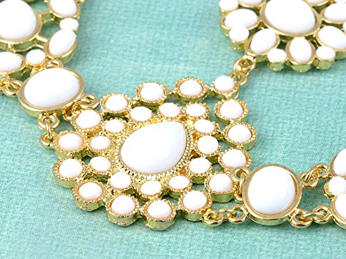 Alilang Festival Gold Tribal Ethnic White Bead Bib Sunburst Cluster Chain Floral Flower Necklace4