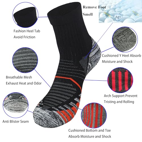Men's and Women's Anti Blister Odor Control Cushioned Ankle Low Cut/Quarter Crew Athletic Running and Cycling Socks2