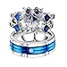 Aeici Alliance de Mariage pour Homme et Femme Bague Plaque Or Femme Forme de Coeur Double Couche en Zircone Cubique Bicolore Anneau de Argent Bleu Femme 54 & Homme 56.5