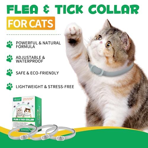Collar Antipulgas y Garrapatas para Gatos - 4pcs Antiparasitario, Protección 24 Meses, Talla Única, Ajustable e Impermeable