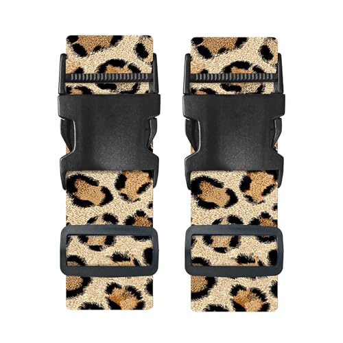 Image of Nuxovilar Luggage Straps of 2 Set Classic Leopard Pattern 1.96x70.86in | Suitcases, Travel Essentials for 22-28 Inch Luggage,Durable for Fashion - Forward Travelers