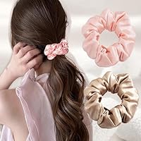 【本物シルク100％】シルク サテン シュシュ 漆黒色　ブラック系　花びら Amazon | シュシュ シルク ヘアゴム シュシュ 黒 シルクシュシュ
