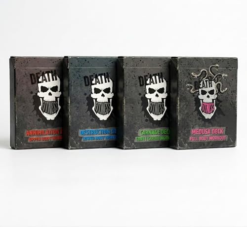Death Fitness = Ultimate Bundle Workout Cards – 4 Workout Decks. 280 Cards. 2,000+ reps. One Complete Training System. No Equipment Home Gym Training for Military, First Responders & Athletes