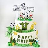 サッカーケーキトッパーデコレーション サッカー選手 サッカーボール ケーキ カップケーキ デコレーション サッカーサッカーをテーマにしたパーティー 男性 男の子 スポーツ パーソナライズ 卒業 誕生日パーティー用品(20個)