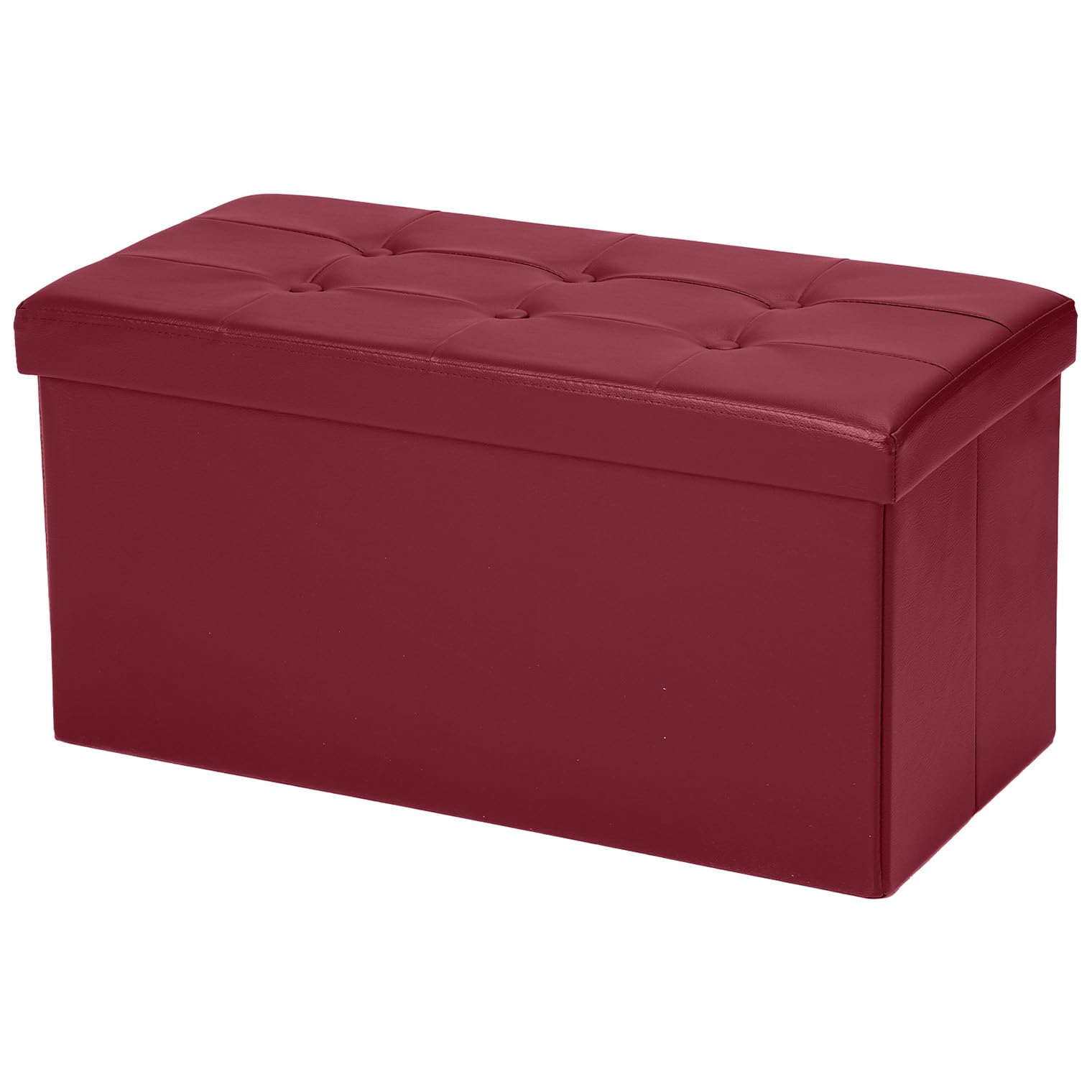 COSYLAND Sitzbank mit Stauraum - 76 x 38 x 38 cm Sitzhocker - Faltbare Hocker - Sitztruhe bis 200 kg belastbar, für Wohnzimmer Schlafzimmer, Weinrot