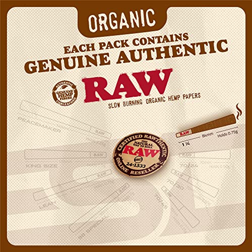 Image of RAW Cones Organic 1-1 /4 Size | 50 Pack | Pre Rolled Rolling Paper with Tips & Packing Tubes Included