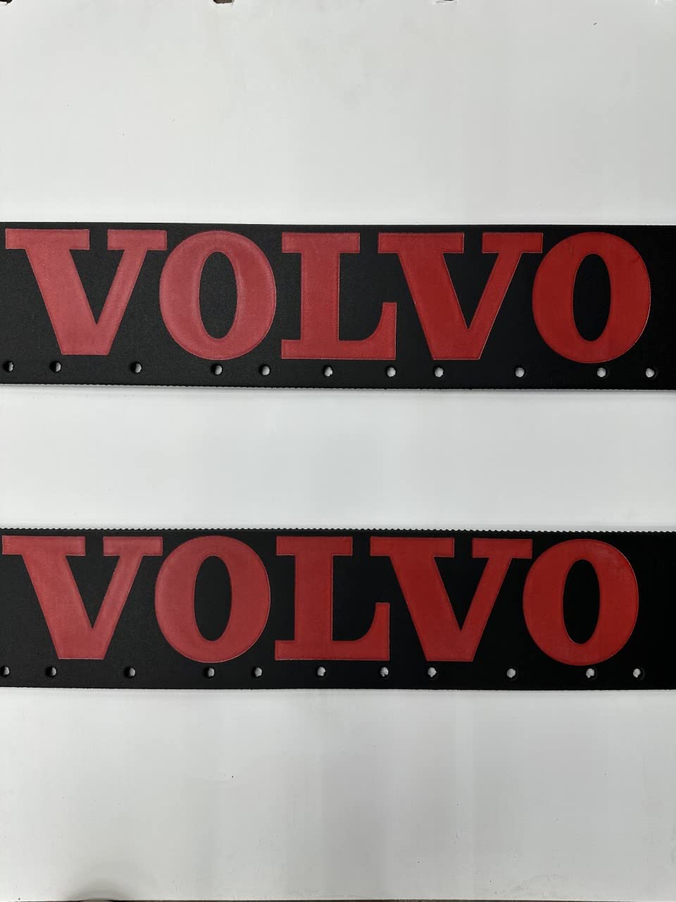 Volvo Black & Silver Semi Truck Mud Flap Set – 6 X 24 Inch Quarter Fenders, Pair Of 2, Bolt-On Polycarbonate