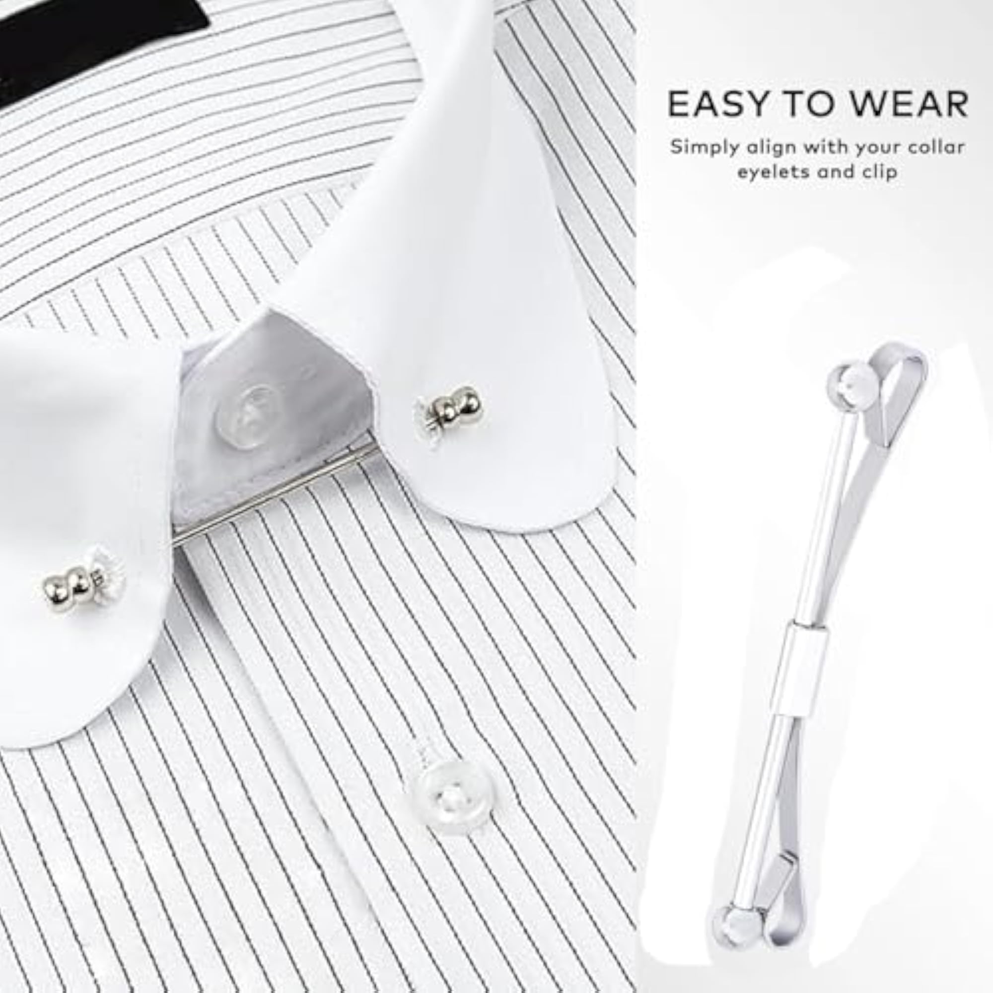 2 Pcs Tie Pin Set, Golden Tie Clip and Collar Pin
