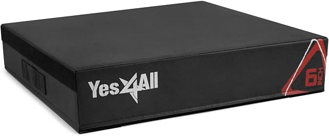 Yes4All Adjustable Soft Plyo Box/Plyometric Jump Box for Plyometric Exercises, Workouts, Box-squats, Available with 4 Height: 6", 12", 18", 24"